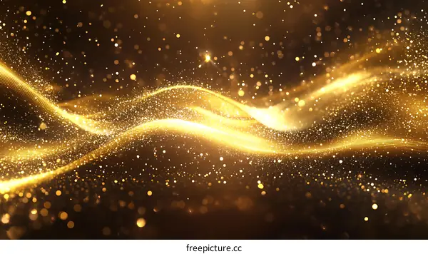 Abstract Golden Glitter Waves Background