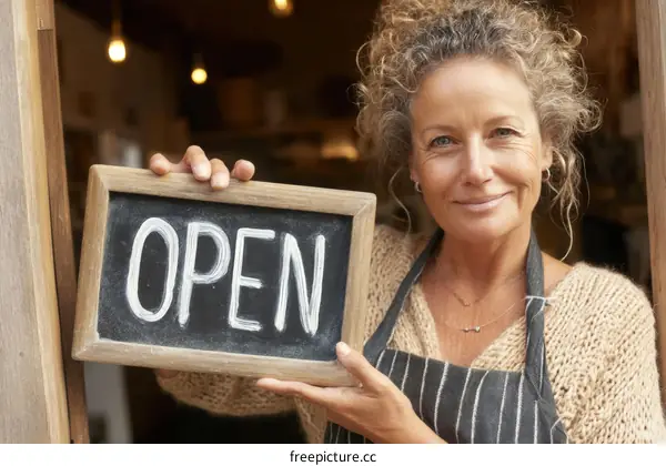 Small Business Owner Welcoming Customers