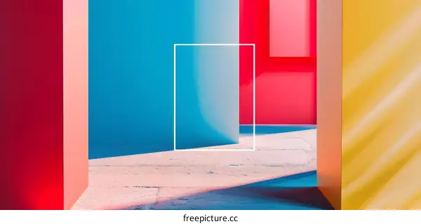 Abstract Minimalist Geometric Shapes Background with Colorful Walls