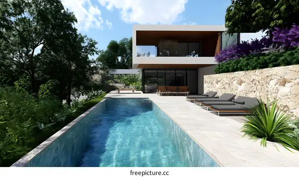 Modern House with Pool and Garden