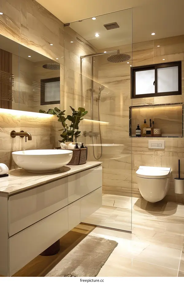 Modern Beige Bathroom Interior Design