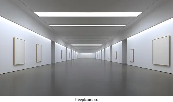 White Gallery Corridor with Empty Frames
