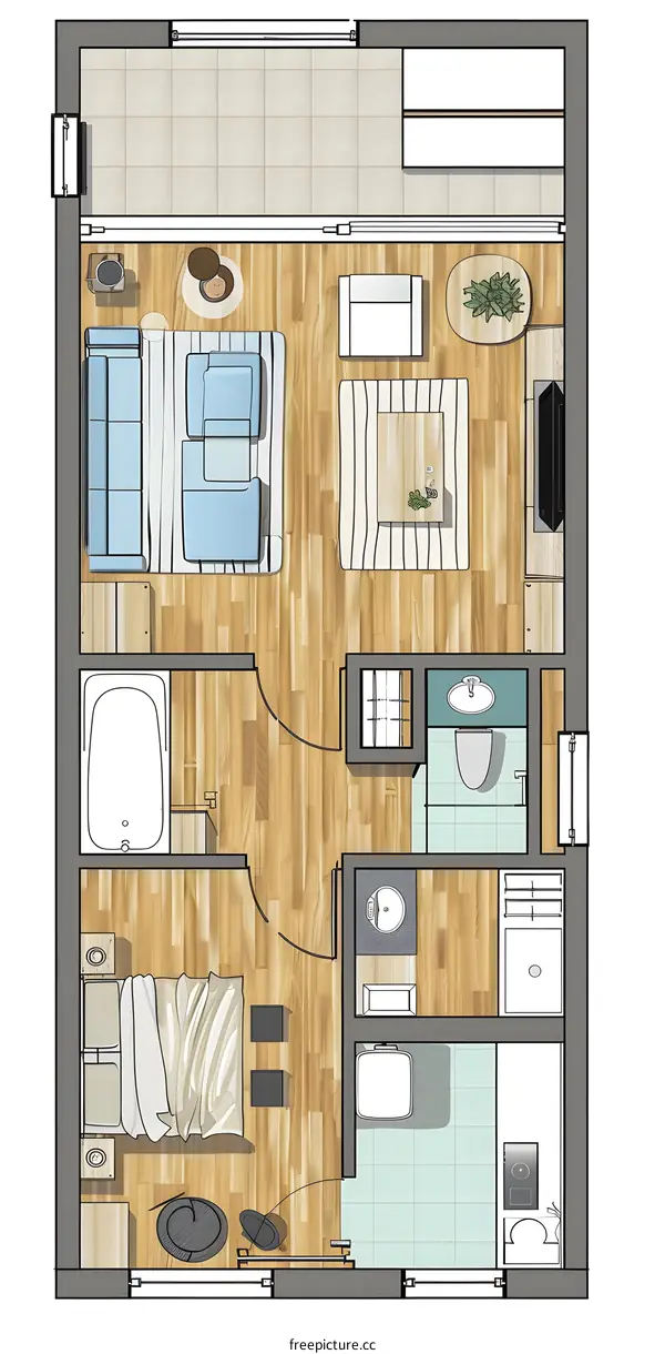 Apartment Floor Plan Design with Bathroom and Kitchen