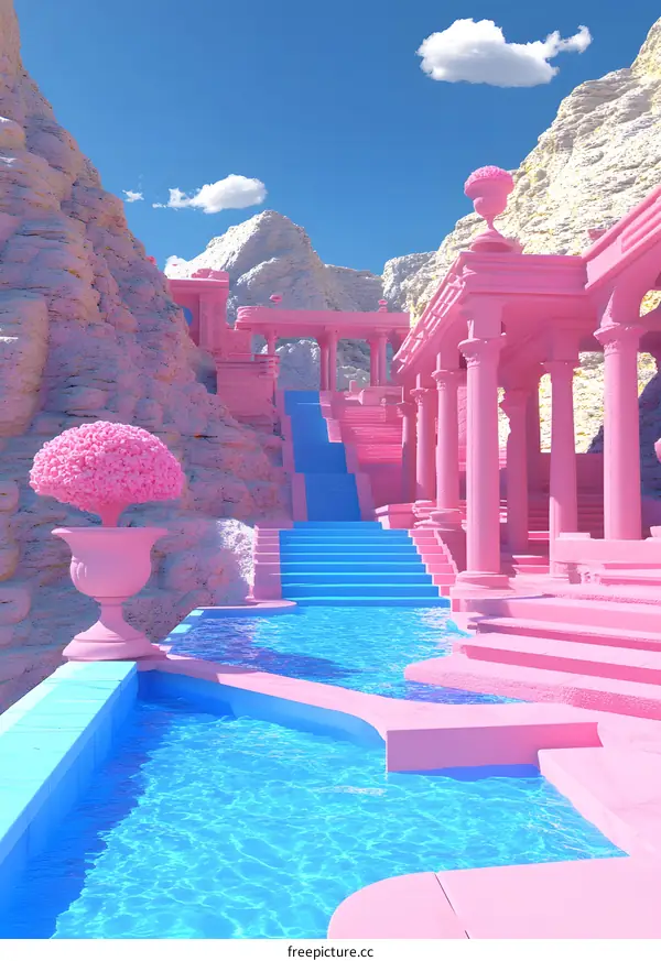 Pink Palace with Blue Water