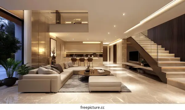 Luxury Modern Open-Concept Living Room