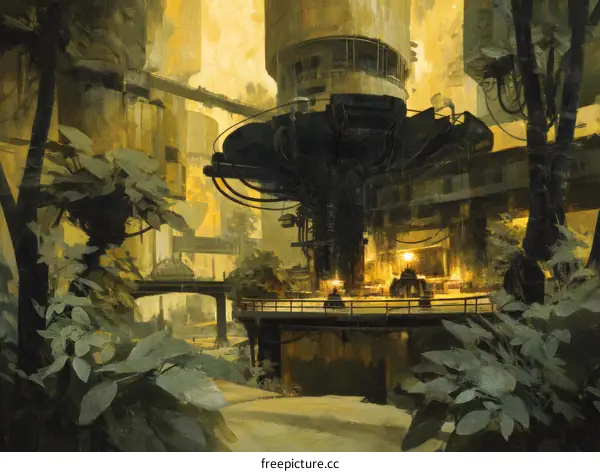 Post-Apocalyptic Jungle Cityscape Illustration