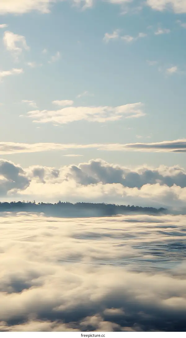Fluffy White Clouds Above The Horizon