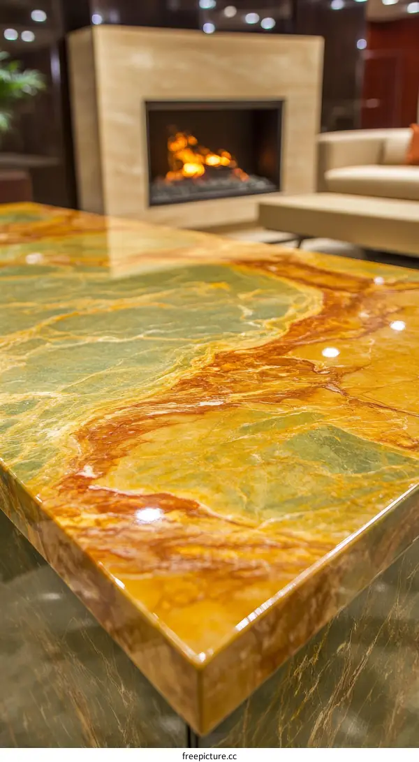 Close-up View of a Luxurious Onyx Countertop