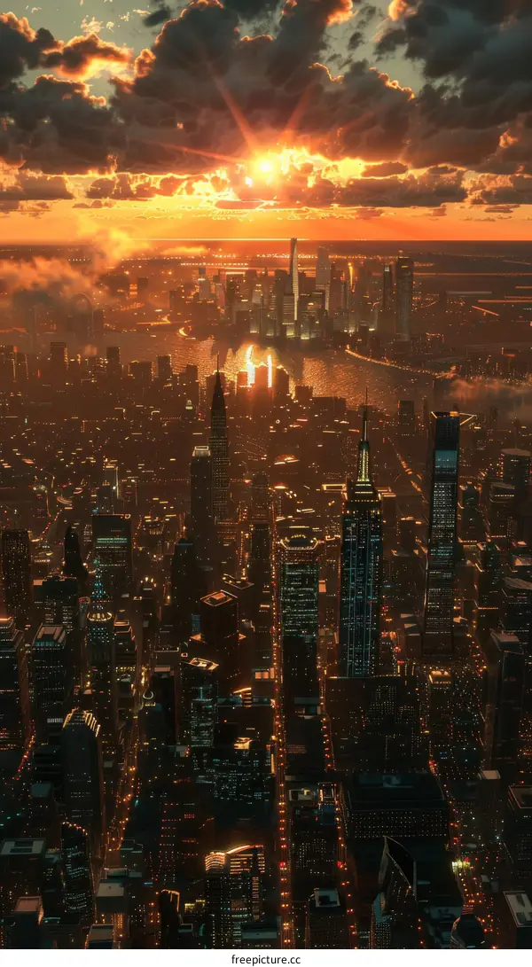 Sunset Cityscape of Skyscrapers