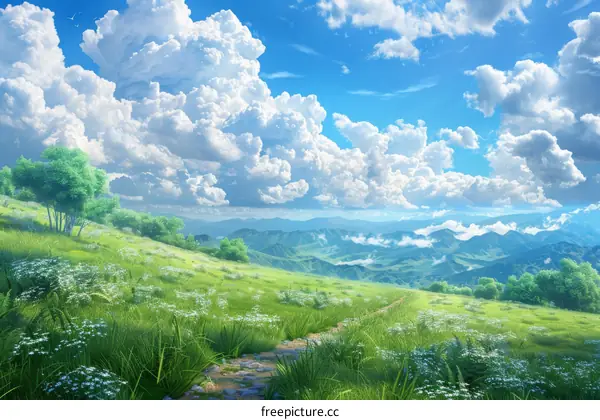 Magical Green Rolling Hills Landscape