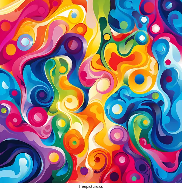 Abstract Colorful Swirls and Dots Background