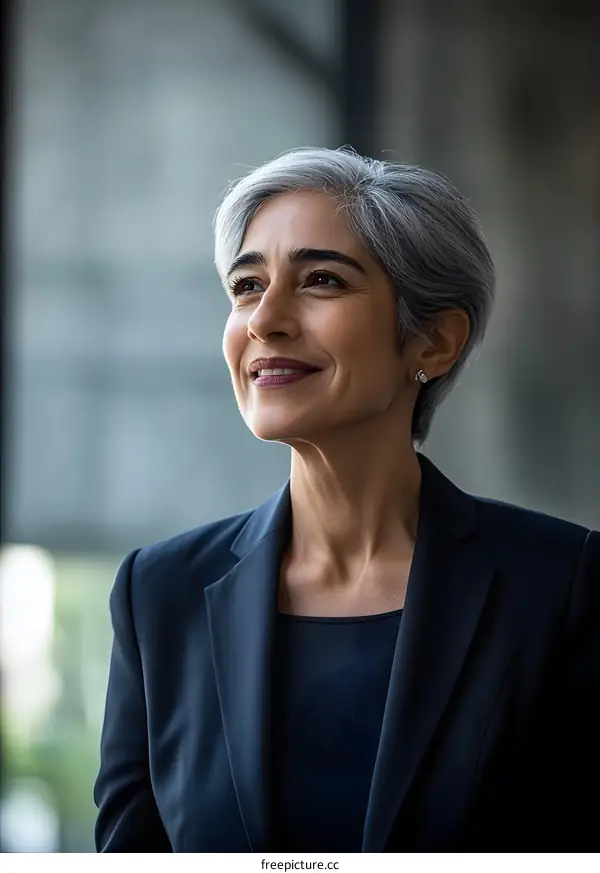 Portrait of a Confident Businesswoman Looking Up
