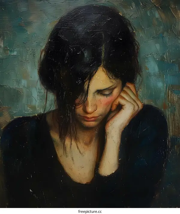 Portrait of a young woman with dark hair