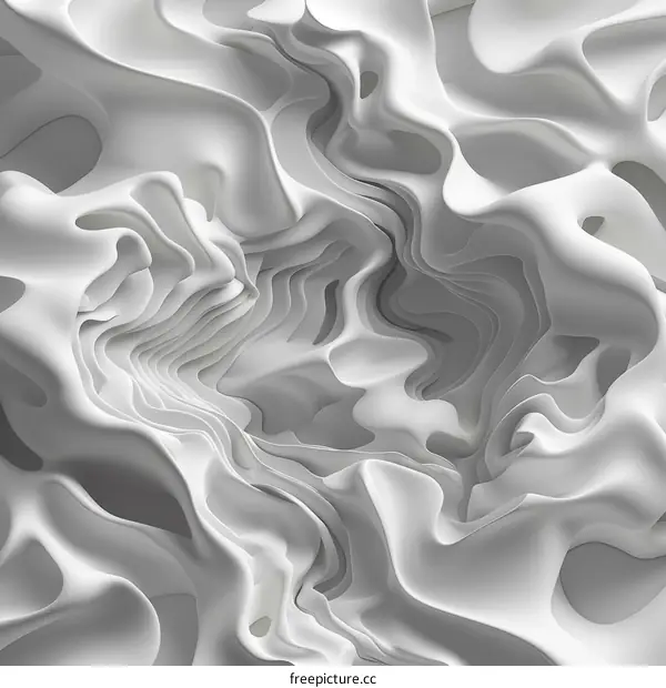 Abstract 3D render of a wavy white surface