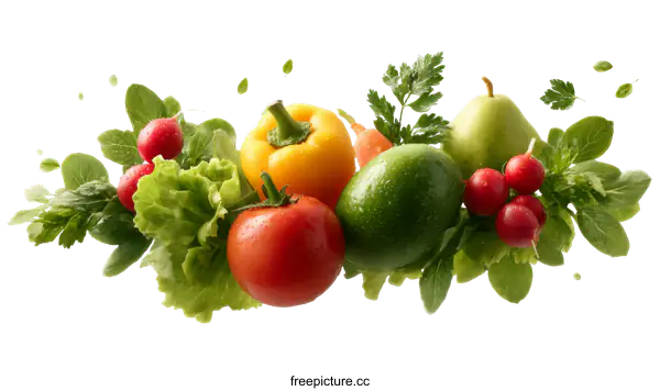 [Transparent Background PNG]Colorful Fresh Fruits and Vegetables Illustration