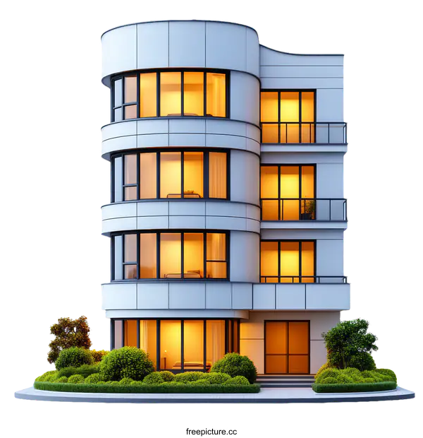 [Transparent Background PNG]Modern Apartment Building Exterior Design
