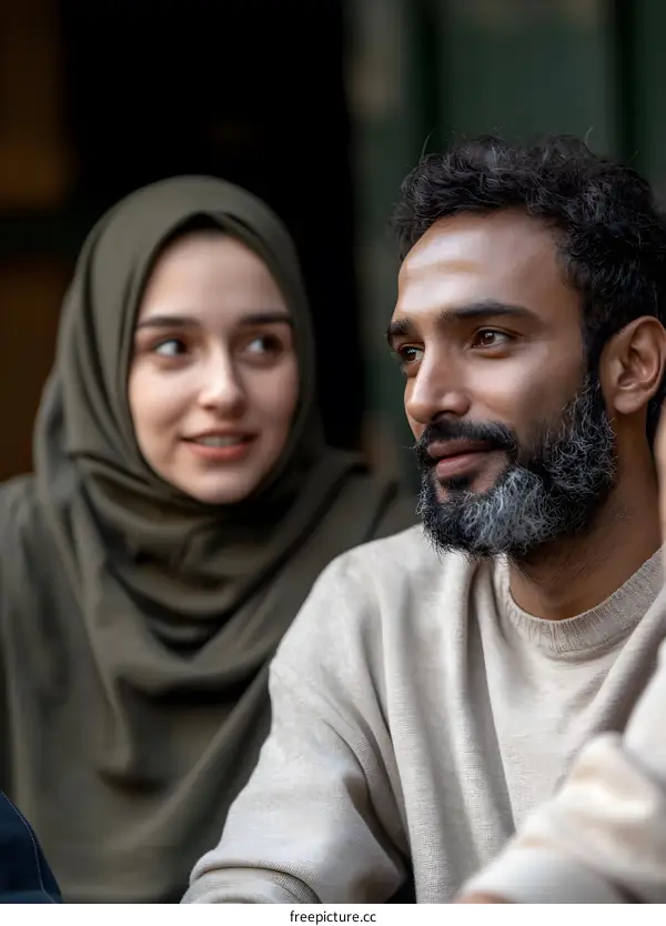 Portrait of an Arab Couple Looking at Each Other
