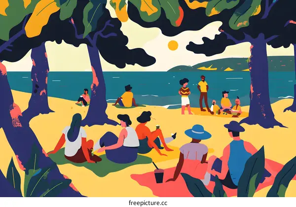 Friends Enjoying Summer Day at Beach