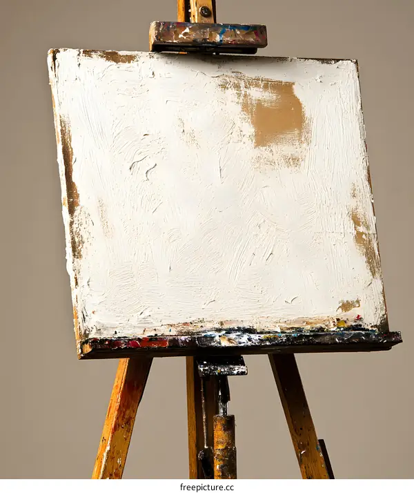 Blank Canvas on Easel With White Primer