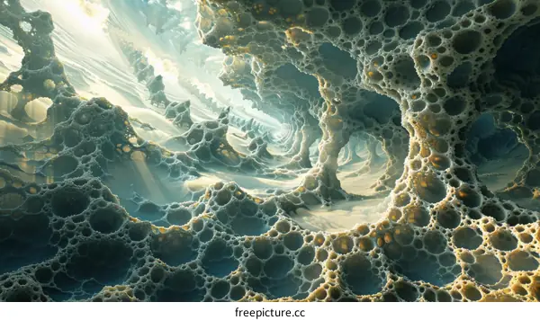 Mystical Landscape with a Bright Light and Strange Rock Formations