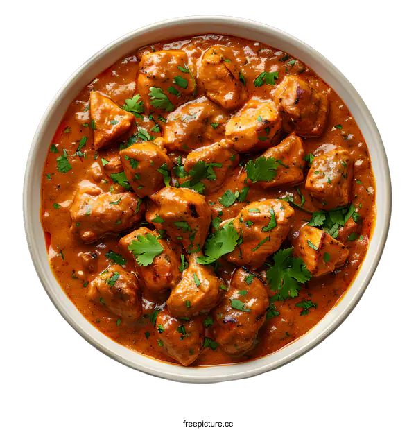 [Transparent Background PNG]Butter chicken in a white bowl