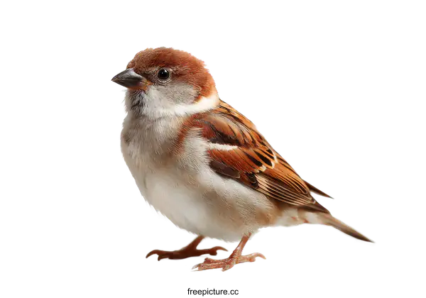 [Transparent Background PNG]Close Up of a Sparrow Bird on a White Background