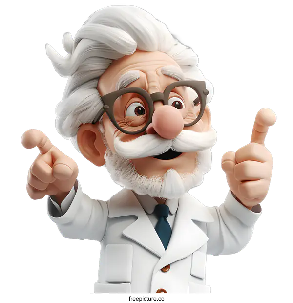 [Transparent Background PNG]Cartoon image of a scientist