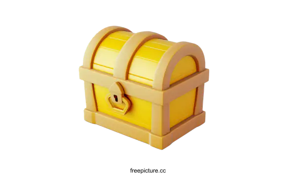 [Transparent Background PNG]A 3D Rendered Yellow Treasure Chest