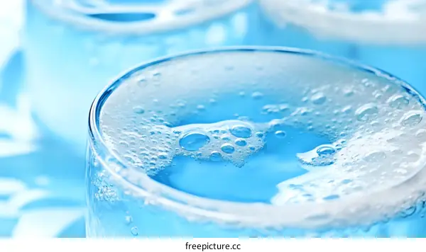 Closeup of Sparkling Water with Bubbles