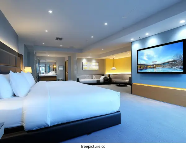 Luxury Hotel Room with Large Flat Screen TV