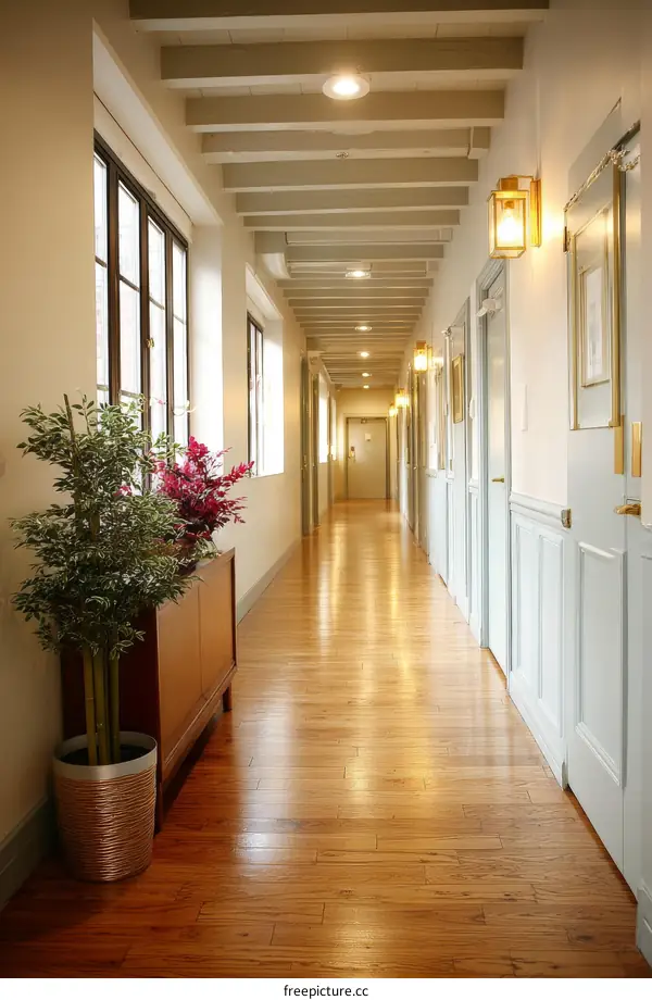 Elegant Interior Hallway with Polished Wood Floor