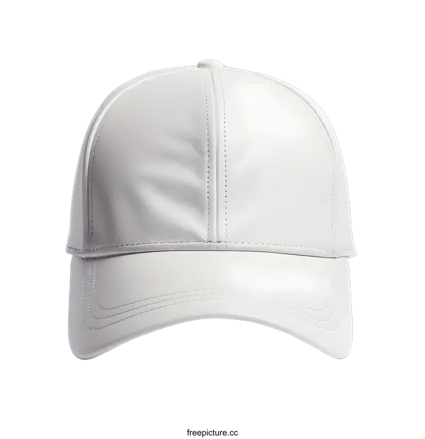 [Transparent Background PNG]White Leather Baseball Cap Isolated on White Background