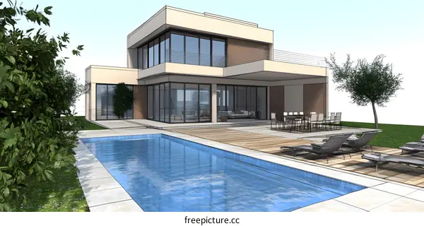 Modern House Architectural Design With Swimming Pool