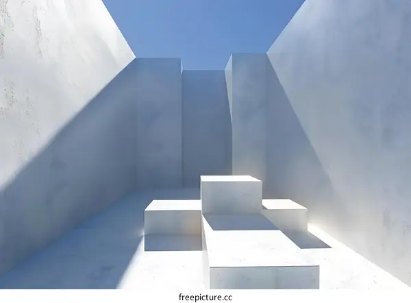 Abstract Minimalist Concrete Room With Light