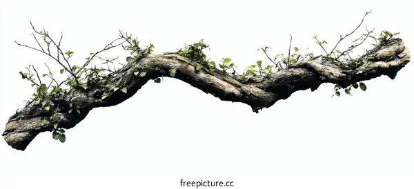 Aged Twisted Branch with Foliage