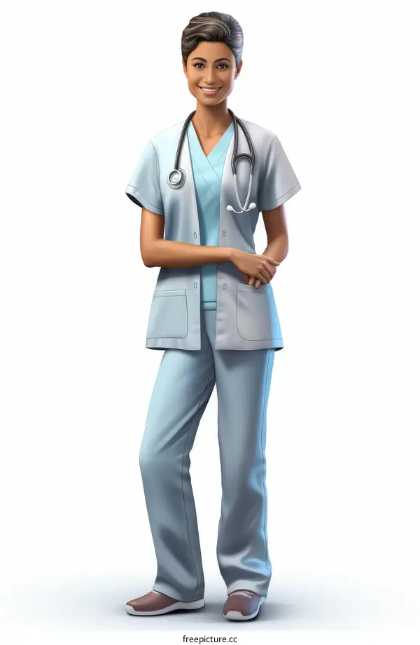 Portrait of a Female Indian Doctor Wearing Medical Scrubs and Stethoscope