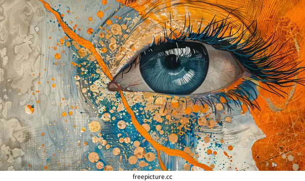 Artistic illustration of an eye in vivid colors
