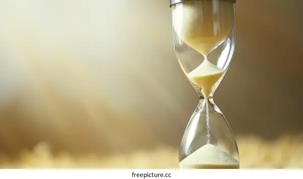 Hourglass with Sand Running Out on a Blurry Background