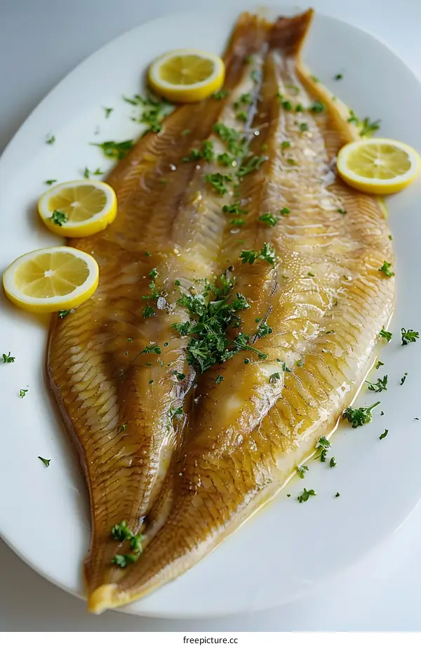 Fried fish with lemon and parsley