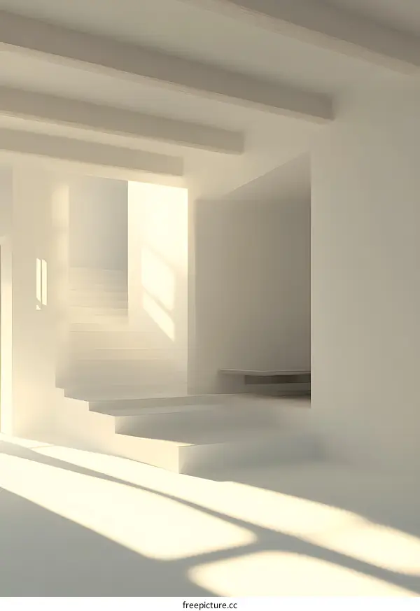 Minimalist Interior Design with Stairs and Sunlight
