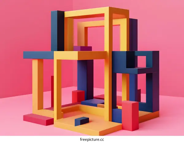 Abstract Geometric Shapes with Colorful Frames