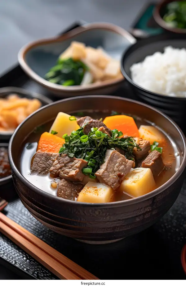 Japanese beef stew with potatoes and carrots
