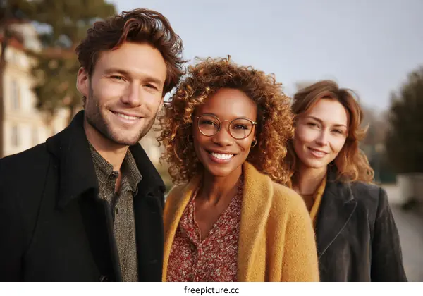 Three Diverse Friends Outdoor Portrait