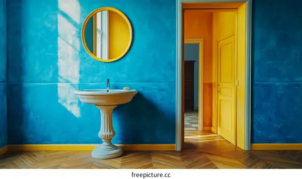 Colorful Interior with a Vintage Washbasin