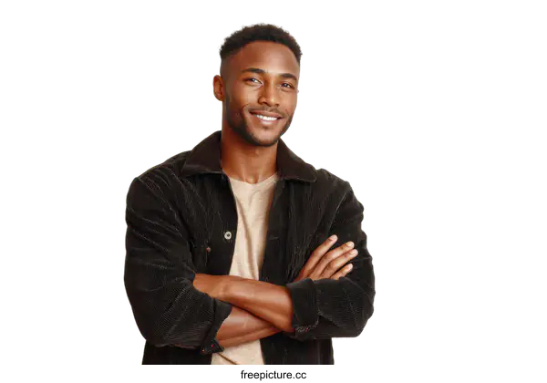 [Transparent Background PNG]Confident African American Man Posing