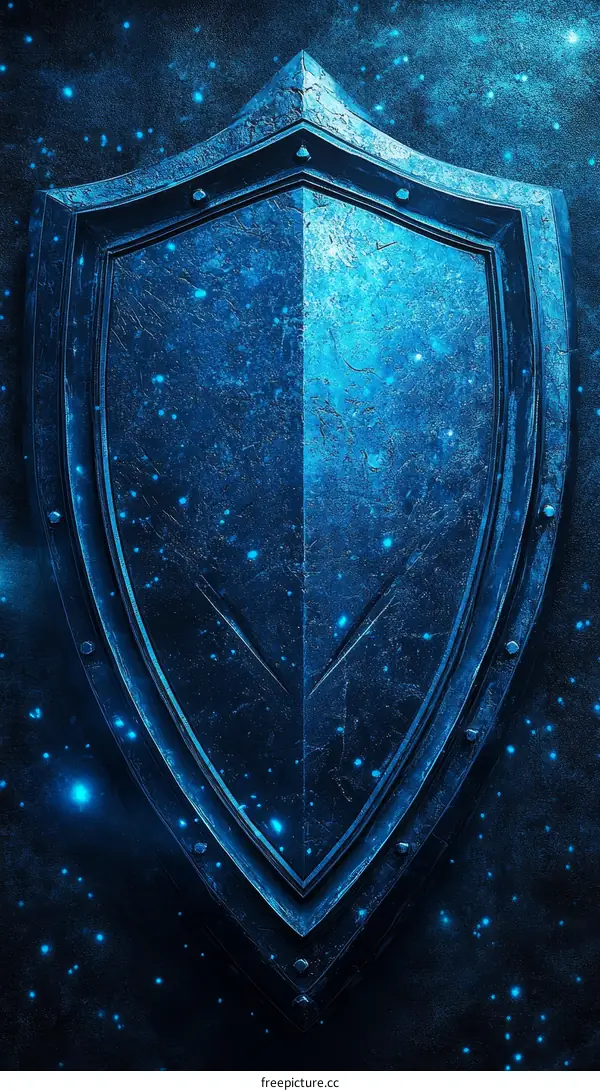 Mystical Blue Shield of Defense Illustration