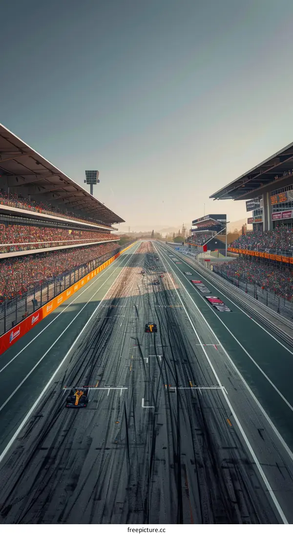 Formula One cars racing on a track