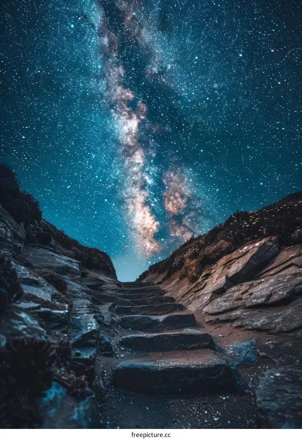 Rocky path under the stars