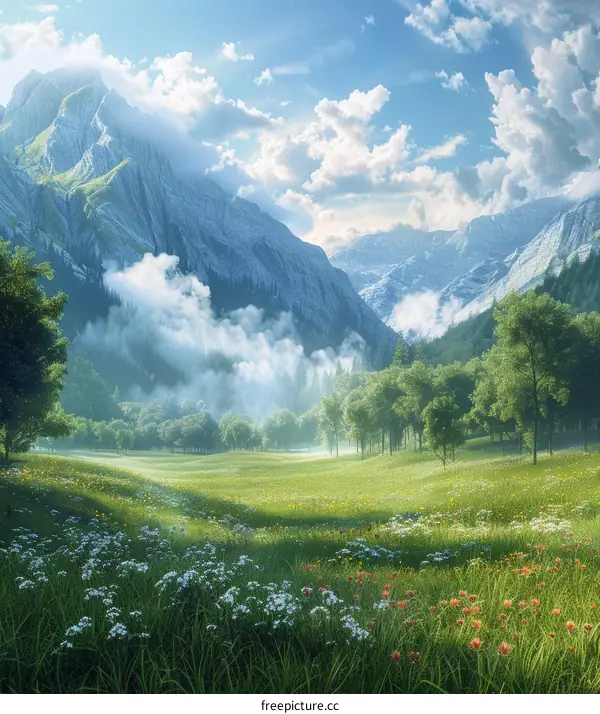 Idyllic Mountain Meadow Landscape
