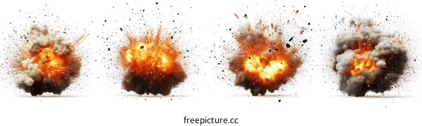 Explosion Effects Set Isolated on White Background
